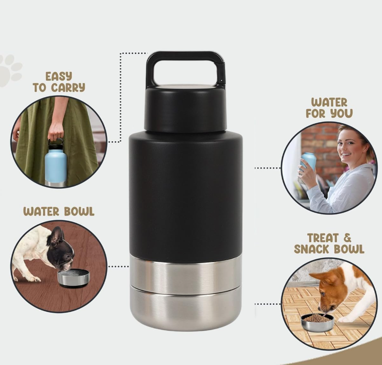 Pet Waterbottle & Food Dispenser 2-in-1